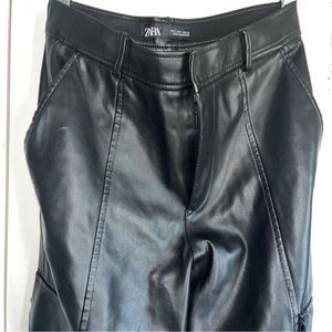 Zara Faux Leather Cargo Joggers